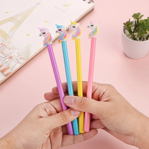 Cartoon Unicorn Gel Pens 0.5mm Black Ink Kawaii 3D Silicone Rainbow Topper For Students Office School Stationery