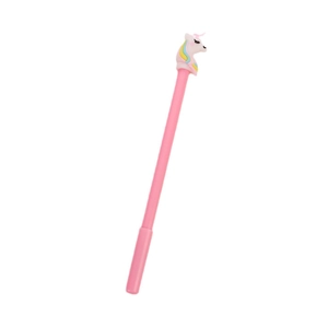 Cute pink unicorn gel pen with cartoon silicone topper for students stationery