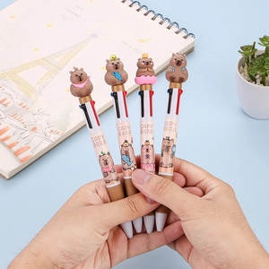 Cartoon Capybara Multi Color Retractable Ballpoint Pen Cute 3D Animal Figurine Office School Writing Supplies Novelty Gift