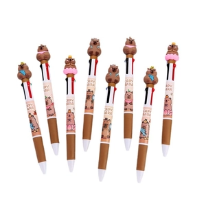 Cute capybara multi-color ballpoint pens with 3D figures and cartoon printed barrels