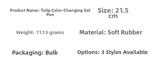 Spécifications techniques et dimensions du stylo tulipe à changement de couleur UV