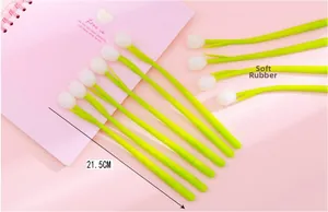 Détail d'un stylo gel tulipe avec poignée en caoutchouc souple et tige de 21,5 cm
