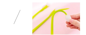 Détail de la fleur de tulipe en silicone flexible du stylo gel vert pour étudiants