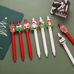 Set of 8 cute Christmas cartoon gel pens featuring Santa, reindeer and snowman toppers