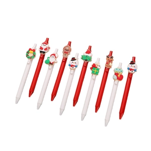 Set of 10 Christmas gel pens with cute Santa and reindeer cartoon 3D PVC figures