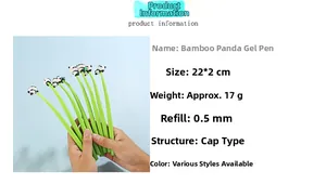 Spécifications du stylo gel panda 0.5mm avec un design de tige de bambou flexible vert