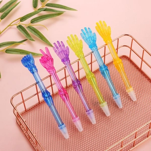 Set of 6 creative skull gesture ballpoint pens in colorful translucent finishes