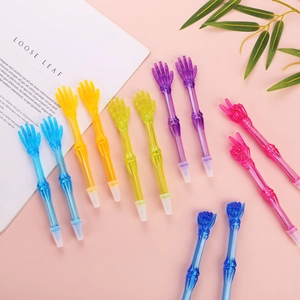 Skeleton hand gesture ballpoint pens in colorful translucent plastic for student gifts
