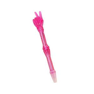 Pink creative skeleton hand gesture ballpoint pen with victory V sign shape