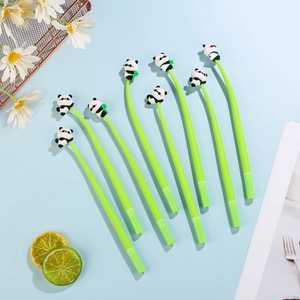 Set de 8 lindos bolígrafos de gel panda con diseño de bambú para estudiantes
