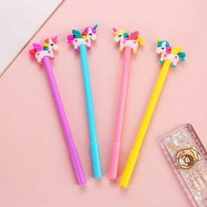 Coffret de stylos gel licorne créatifs avec ailes arc-en-ciel en quatre couleurs pastel
