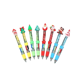 Stylos à bille multicolores de Noël avec décorations festives en silicone souple