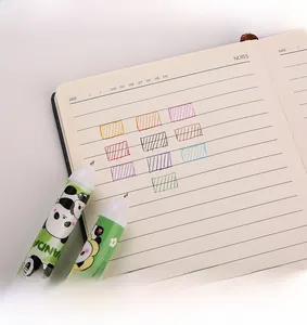 Detail of multi-color cartoon panda ten-in-one retractable ballpoint pen tips