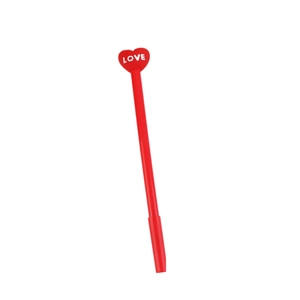 Cute red heart-shaped gel pen with LOVE engraving for office and student stationery