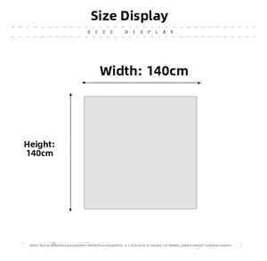 Detailed size chart showing the 140cm x 140cm dimensions of the plaid square scarf shawl