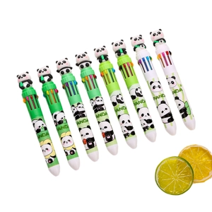 Cartoon panda 10-in-1 multi-color retractable ballpoint pen set for journaling