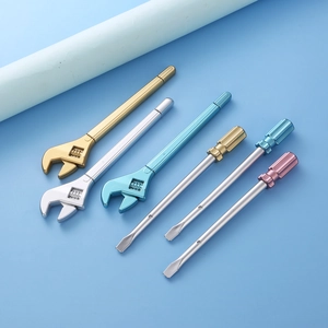 Creative wrench and screwdriver shaped pens in metallic gold, silver and blue finishes
