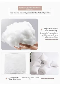 Detail of high-elastic PP cotton filling and vacuum-packed white plush cushion insert