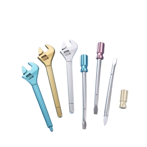 Creative wrench and screwdriver shaped pens in metallic gold, silver and blue finishes