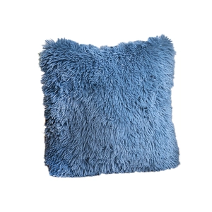 Plush Morandi blue faux fur square decorative pillow for living room sofa cushions