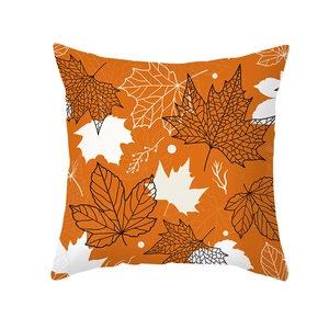 Square orange autumn maple leaf decorative pillowcase for living room sofa decor