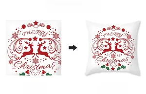 Custom Merry Christmas pillowcase detail showing design draft and finished print product