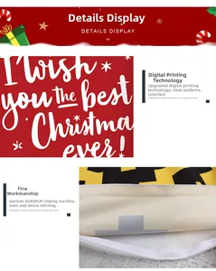 Detail of Christmas pillowcase with festive print and invisible zipper closure