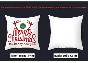 Front and back detail of Christmas pillowcase with Merry Christmas reindeer antler print