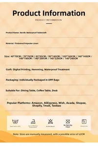 Detailed material specifications for waterproof linen tablecloth with washing instructions