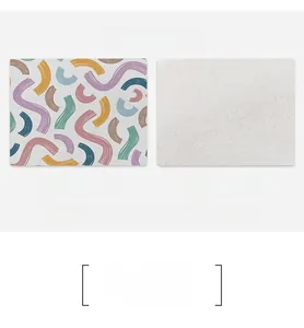 Detailed macro view showing the natural cotton linen texture and colorful wave print pattern