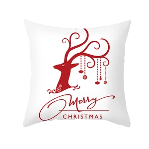 Christmas pillowcase with red reindeer silhouette and Merry Christmas print on white
