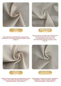 Vista macro di quattro tessuti per federe in lino con diverse trame e pesi