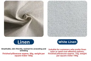 Comparaison entre le lin ordinaire 160g et le lin blanc 140g pour textures de housse