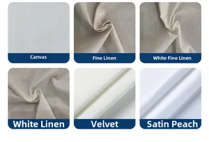 Texture de six tissus incluant toile, lin, velours et matière peau de pêche douce