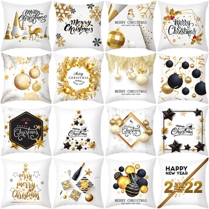 Federa Per Cuscino Natalizio Pelle Di Pesca Poliestere Decorativa Copricuscino Festivo Renna Fiocco Di Neve Stampato Arredamento Casa