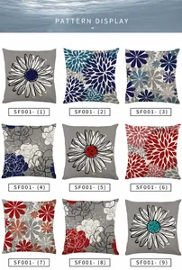 Detailed pattern display of waterproof floral pillow covers in nine diverse geometric styles
