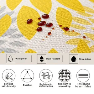 Waterproof and oil-proof decorative pillowcase with yellow leaf print and water droplets