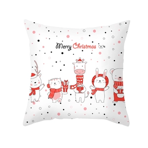 Housse de coussin de Noël avec animaux mignons et salutations de Merry Christmas