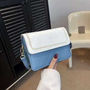 Korean Fashion PU Leather Crossbody Bag For Women Quilted Diamond Square Shoulder Bag Small Minimalist Messenger Bag