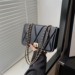 Damen Gesteppte Rautenmuster Kleine Quadratische Tasche Mode PU Leder Umhängetasche Gold Kettenriemen Elegante Schultertasche Täglich