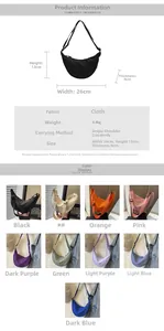 Tableau des tailles et couleurs pour sac banane en nylon style décontracté