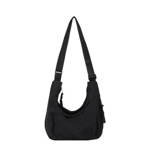 Minimalistische schwarze Nylon-Halbmondtasche mit großer Kapazität für Damen zum Pendeln