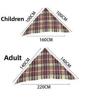 Tabella taglie per sciarpe a triangolo a quadri in dimensioni adulti e bambini