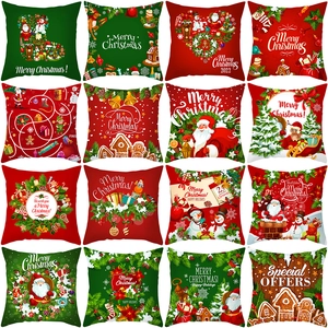 Cartoon Weihnachten Kissenbezug Pfirsichhaut Samt Quadrat Kissenhülle Weihnachtsmann Schneemann Druck Festliche Deko