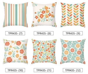 Grid display showing six colorful floral and geometric print decorative peach skin pillowcases
