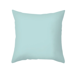 Detail of blue geometric pillowcase with peach skin velvet texture and square design