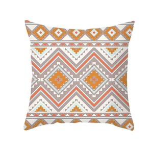 Federa per cuscino bohémien con stampe geometriche etniche arancioni e blu per divano e casa