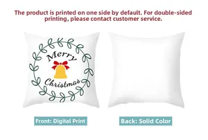 Housse de coussin de Noël avec motif couronne festif et revers blanc uni épuré
