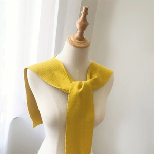 Knitted bright yellow detachable collar shawl wrap for women layering accessory