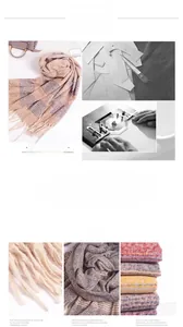 Detail of soft thick striped scarf showing premium cashmere-like weave and tassels
